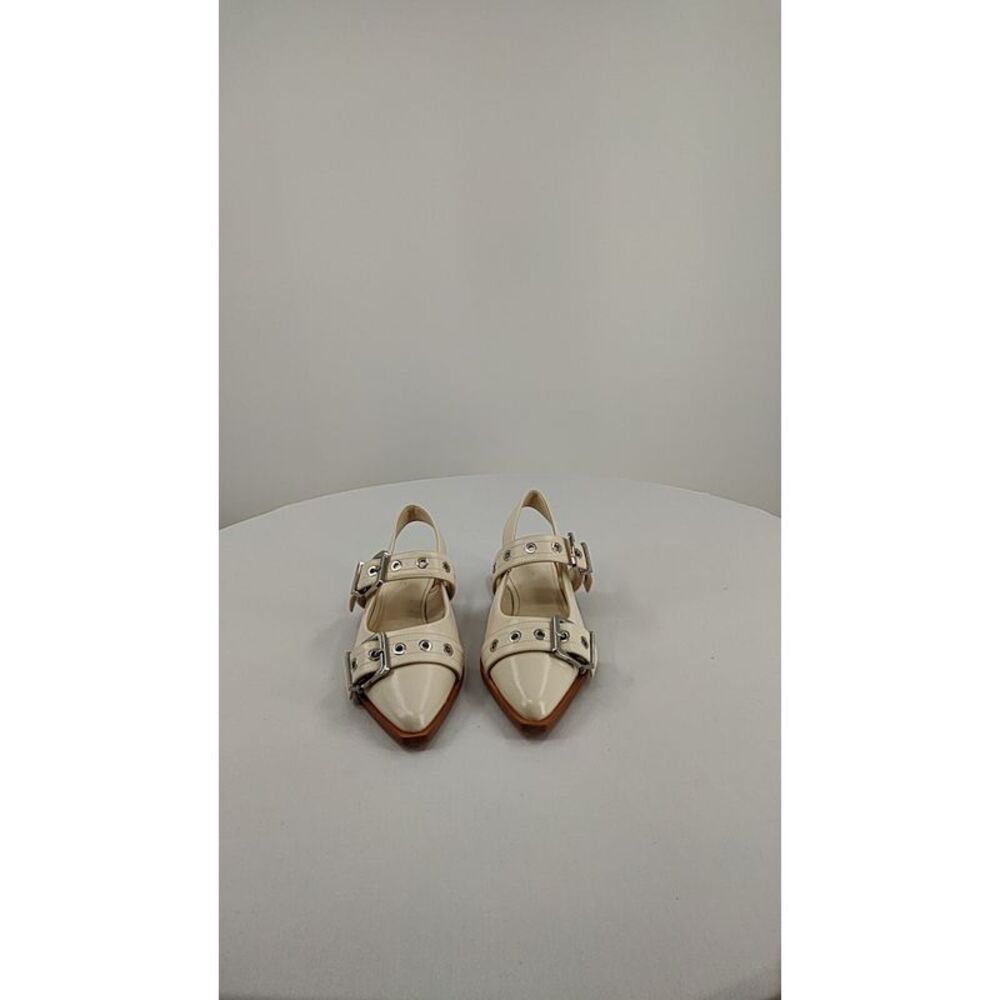 Quince Cream Buckle Strap Heels